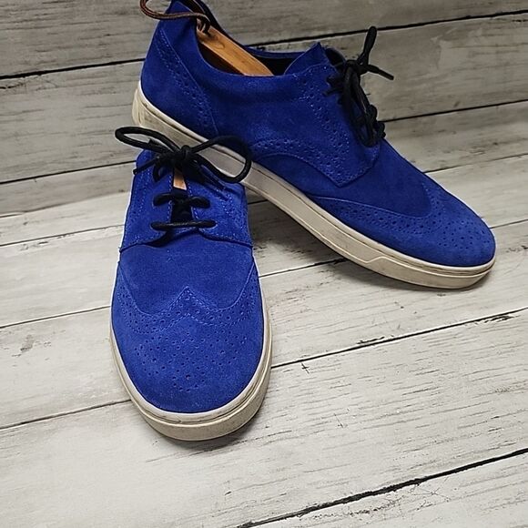 Diesel Prime Time Suede Wingtip Brogue Derby Dress Men’s Blue Shoes Size 10 - Picture 7 of 15